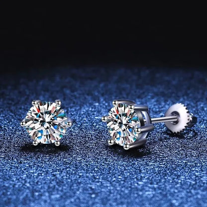 1ct 2ct Moissanite Earrings For Women Men Lab Diamond White Gold Plated 925 Sterling Silver Stud Earring Luxury Jewelry