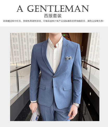 2025 Men's Business Suit Slim-fit Wedding Dress Two-piece Set M-4XL Stylish Handsome All-in-one Banquet Trousers