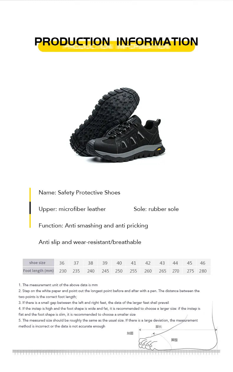 Steel Toe Safety Shoes Men Work Safety Boots Lightweight Breathable Comfortable Sneakers Men Boots Slip-resistant shoes