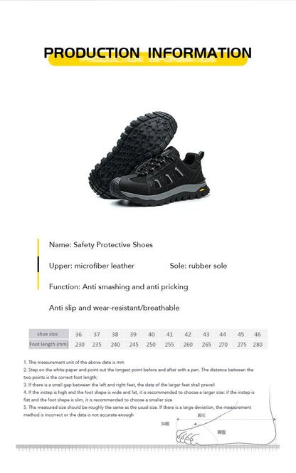Steel Toe Safety Shoes Men Work Safety Boots Lightweight Breathable Comfortable Sneakers Men Boots Slip-resistant shoes