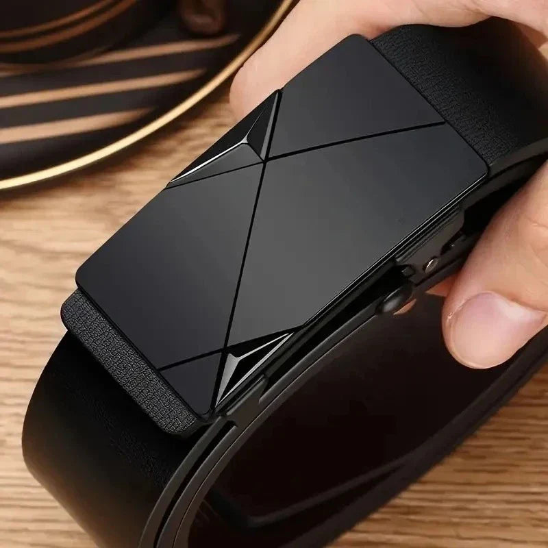 Men's Toothless Inner Belt Is Casual, Fashionable and Simple. The Automatic Buckle Belt Is A Unique Young Man's Belt