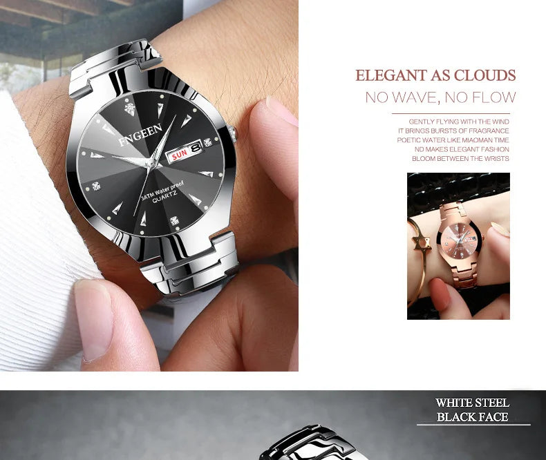 Relogio Feminino Couple Watch Men Quartz watch for Lovers Luxury Womens wristwatch Stainless Steel Waterproof