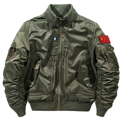 Ma-1 Bomber Jacket Men's Tactical Work Big Pocket Baseball Suit Coat Autumn Vintage Vertical Collar Windproof Motorcycle Jacket