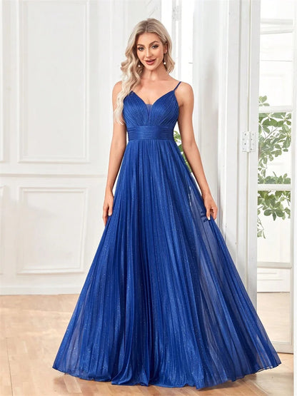 Vestidos de festa elegantes linha A luxuosos até o chão sem costas formais decote V profundo femininos vestidos de coquetel para festa de casamento