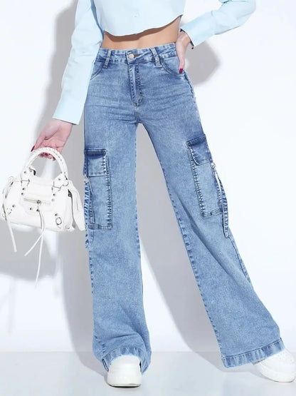 Women's Utility Denim Jeans - Multi-Pocket Work Pants