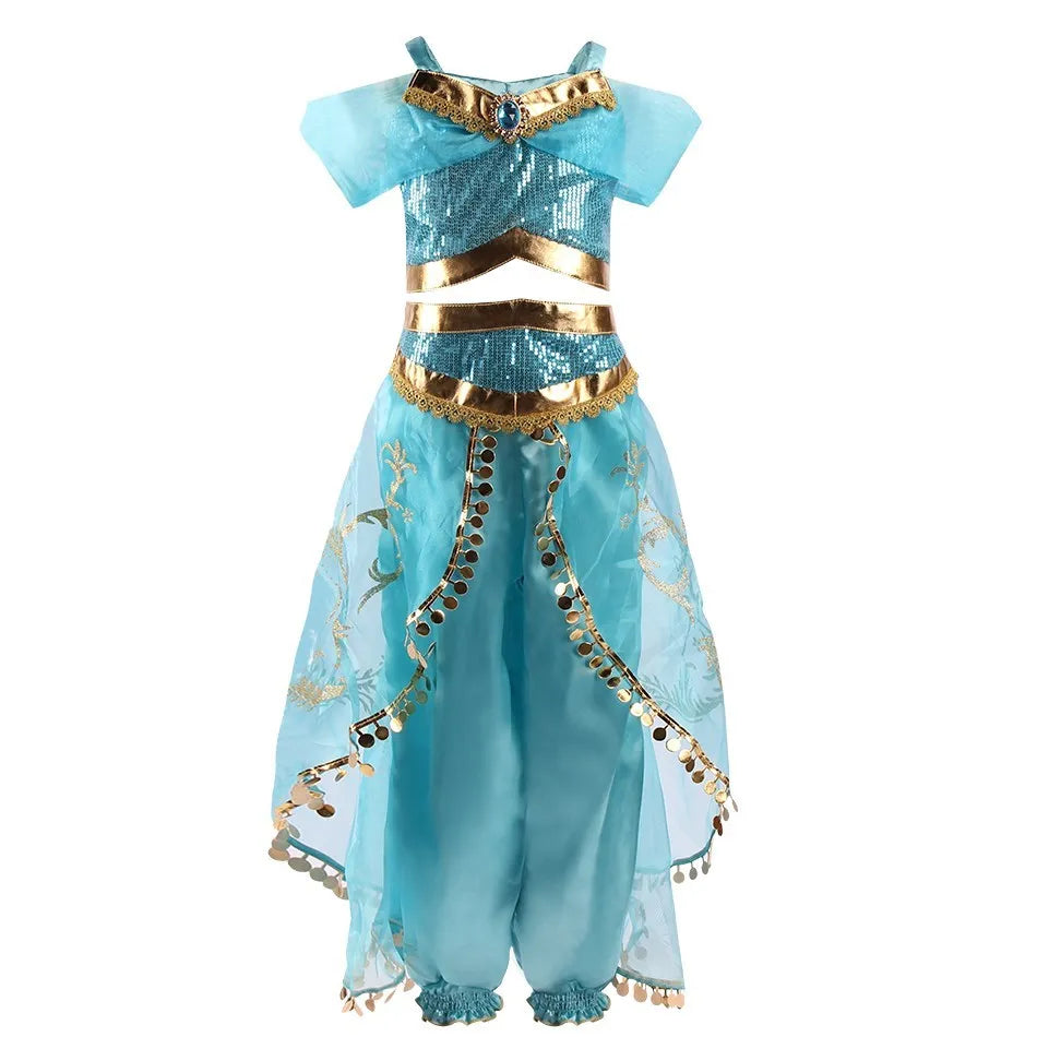 Children Princess Fancy Costume Elsa Party Carnival White Dress Up for Girl Christmas Birthday Cosplay Belle Snowflake Vestidoes