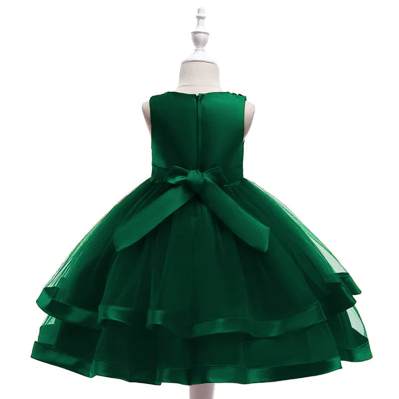 Summer Beading Girl Party Dress Christmas Costume Gala Bow Wedding Birthday Princess Dresses for Girls Baptism Prom Gown Vestido