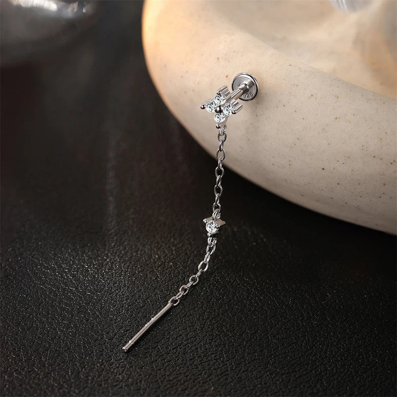 New D Vvs1 All Moissanite Tassel Drop Earrings for Women Lab Diamond Wedding Party Jewelry 100% S925 Sterling Silver