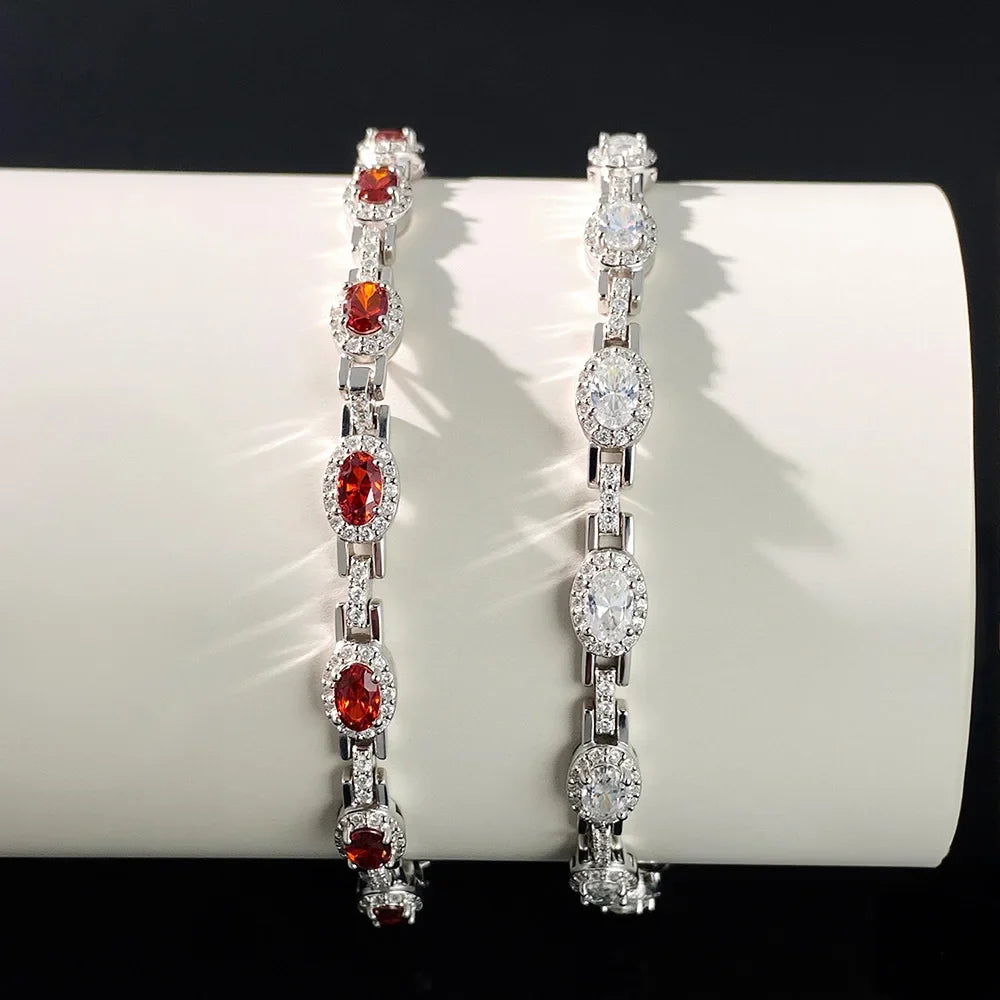 3x5mm Oval Cut Full Moissanite Tennis Bracelet Can Pass Diamond Test for Women S925 Silver luxury Sparkling Fine Jewelry