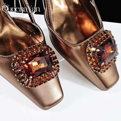 Nigerian Banquet Shoes and Bag Set Fashion Ladies Matching Shoes and Bag High Heels Wedding Party Coffee Color