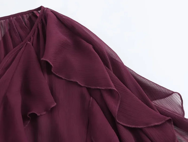 2025 Ruffle Blouses for Women Semi Sheer Shirts and Blouses Woman Summer Casual Blouses Woman Fashion Tops Womens Blouses