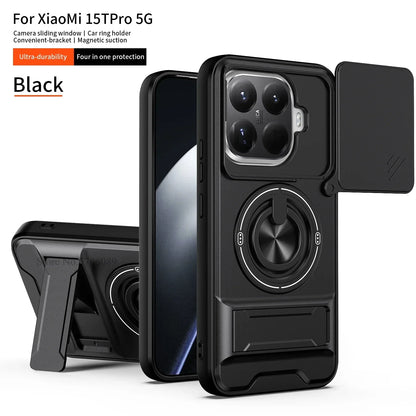 15T/15T Pro Armor Case For Xiaomi 15T Pro Case Shockproof Slide Lens Protector Phone Cover For Xiaomi 15T Case Fundas With Ring