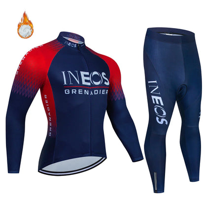 Ineos Grenadier Pro Team Tricuta Cycling Man 2022 Men's Bicycle Clothing Gel Clothes Jacket Bib Jersey Set Winter fleece Suit