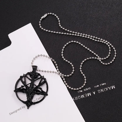 Fashion Jewelry Vintage Charm Women Men Pentagram Pan God Skull Goat Head Pendant Chain Necklaces