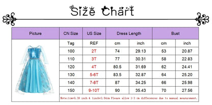 Girls Snow Queen Elsa Kids Costumes for Girl 2025 Carnival Party Prom Gown Robe-Playing Children Clothing Toddler Princess Dress
