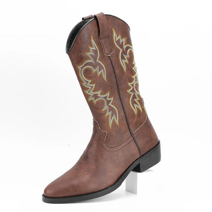 Men's High-Top Vintage Embroidered Fashion Desert Western Cowboy Boots