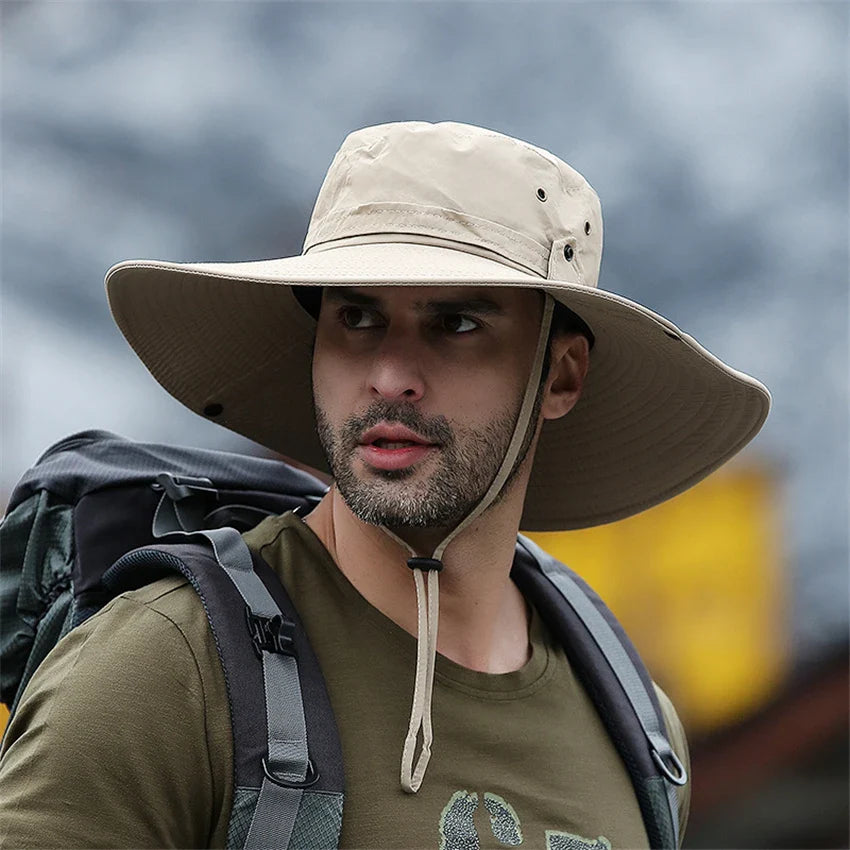 Bucket Hat Cowboy Men Outdoor Fishing Hiking Beach Hats Mesh Breathable