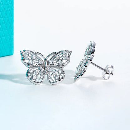 D Color 1.6mm Moissanite Butterfly Stud Earring 925 Sterling Silver 18K Plated Jewelry for Women Birthday Gifts
