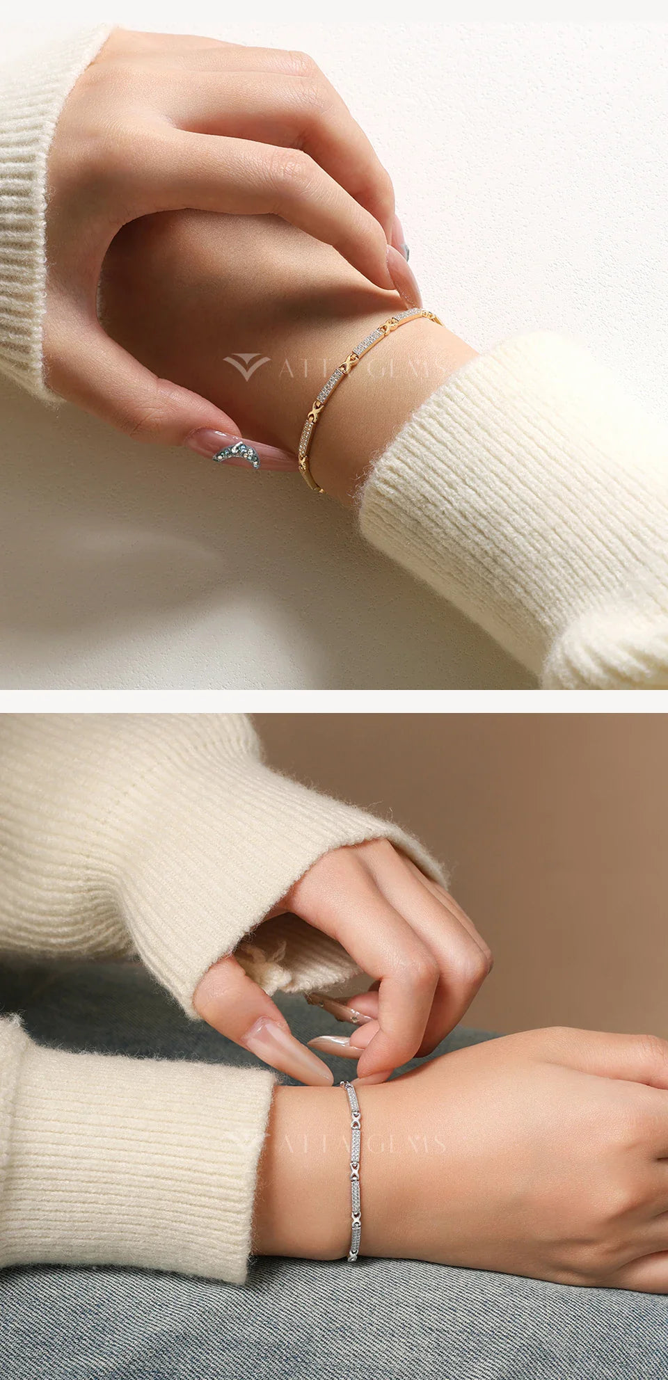 Dazzling Double Row Moissanite Bracelets Fashion Simple Tennis Chain For Women Men s925 Sterling Silver Wedding Jewelry