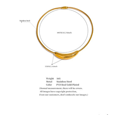 Waterproof Stainless Steel Popular Choker Light Necklace Women Statement Metal 18K Gold Plated Trendy Fashion Jewelry