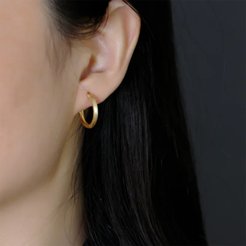 925 Sterling Silver Simple Matte Bohemian Round Ear Buckle for Women Punk Unisex Rock Hoop Earring Jewelry Accessories