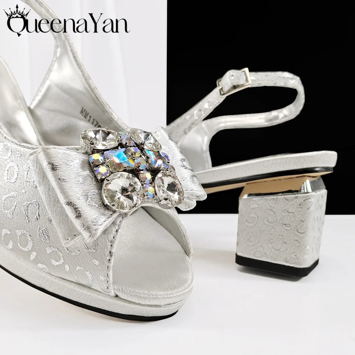 2025 Shiny Italian Fashion Pointed Toe Women Heel Fashion Rhinestone Decoration Pink Color Shoes And Bag Set