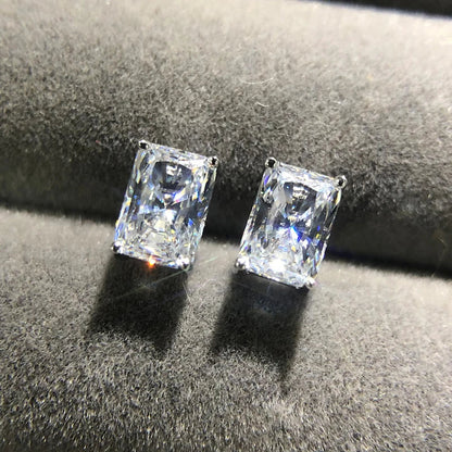 Classic 100% 925 Sterling Silver Real Moissanite Gemstone White Gold Earrings Ear Stud For Women Fine Jewelry Wholesale