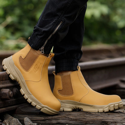 Waterproof Men's Safety Work Boots Steel Toe Shoes Anti Impact And Anti-Puncture Outdoor Adventure Hiking Tactical Boots