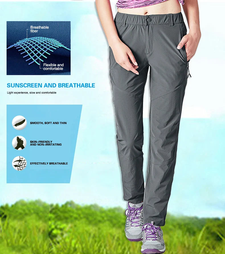 Women Hiking Pants Camping Trekking Running Climbing Mountain Trousers Lightweight Quick Dry Waterproof Summer Pants