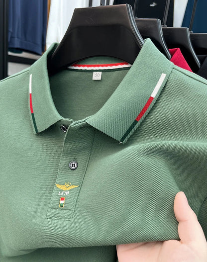 100% pure cotton long sleeved men's polo shirt autumn luxury brand custom embroidery design fashionable golf top casual T-shirt