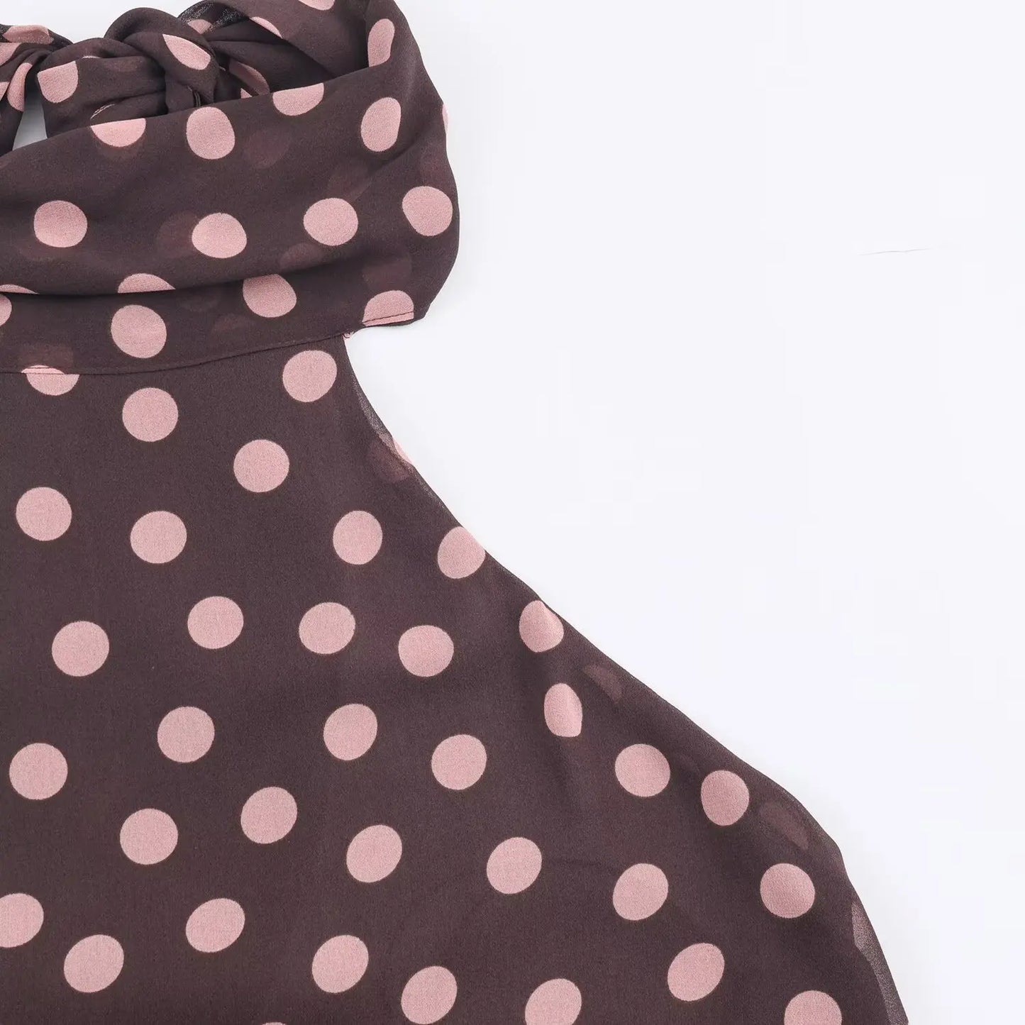 Women's Summer New Polka Dot Hanging Neck High Neck Top With Lace Up Design Lady Sleeveless Backless Sexy High Street Vest Top