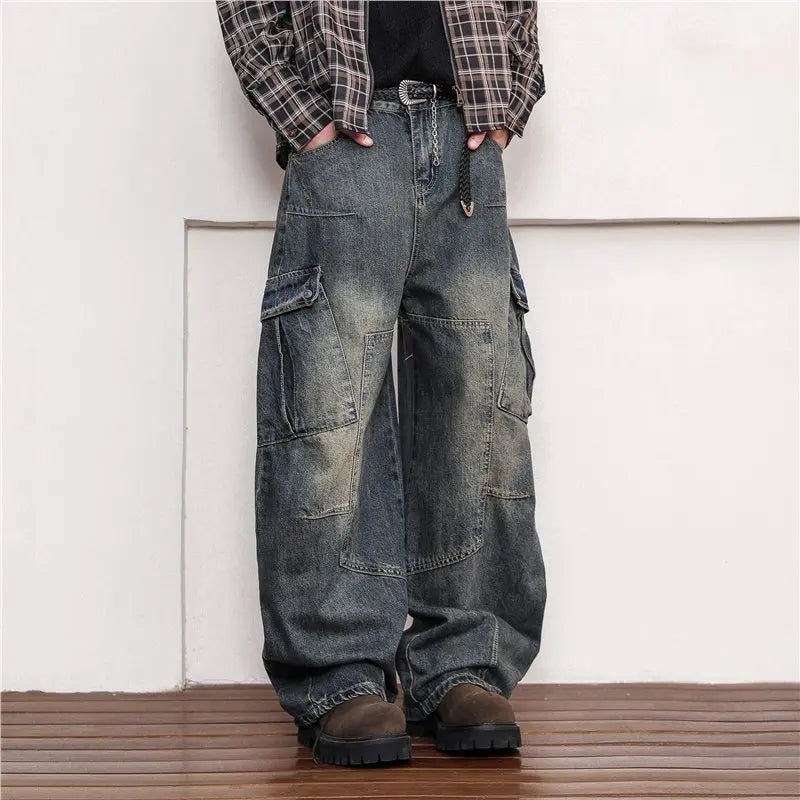 Baggy Barrel Jeans Wide Leg Cargo Jeans Loose Denim For Men And Women