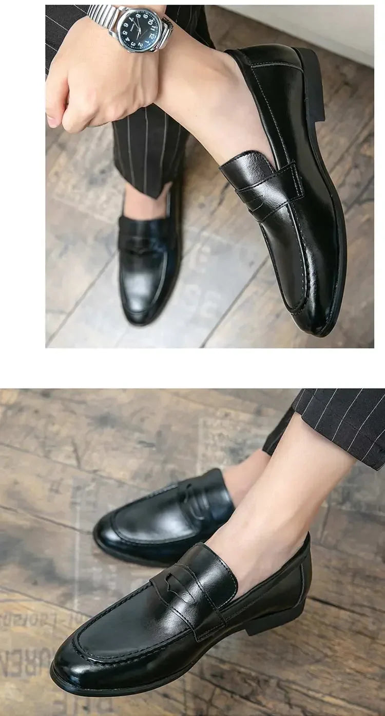Mens Dress Shoes PU Leather Fashion Men Business Dress Loafers Pointy  Shoes
