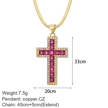 Cross Women's Pendant Collar Gold Color Our Lady Choker Jesus Necklace for Women Long Stainless Steel Chain Amulet Collars