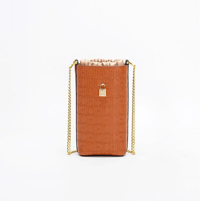 Phone Bag 2024 New Embossed Crossbody Bag High Quality Metal Chain Bag