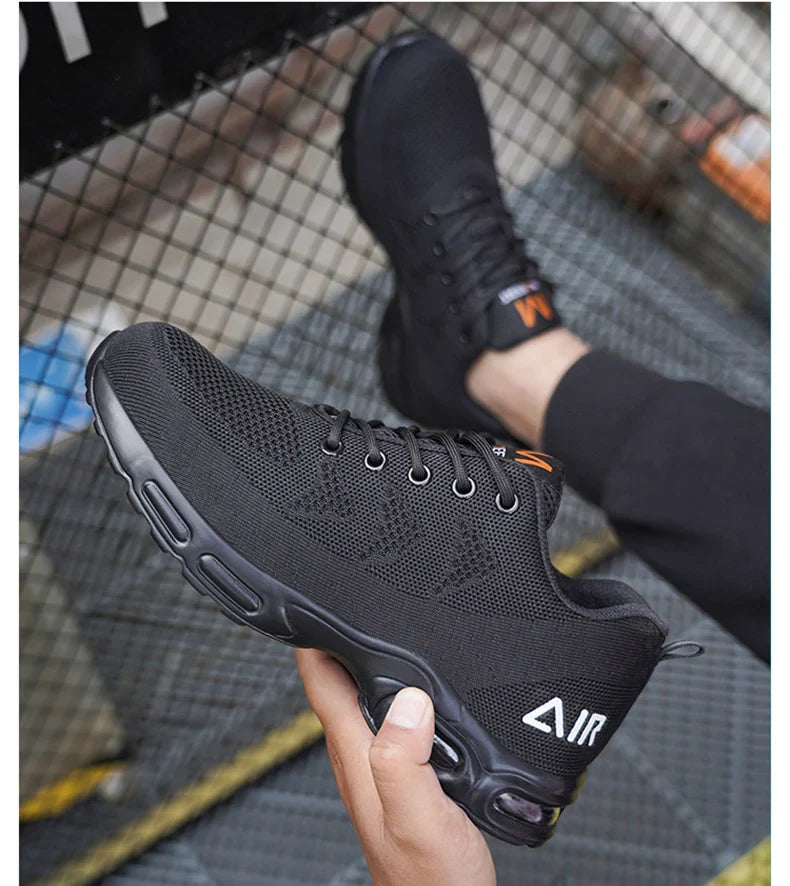 Lightweight Air Cushion Breathable Men Boots Work Shoes Safety Shoes Anti-smash Sneakers Puncture-Proof Indestructible Shoes