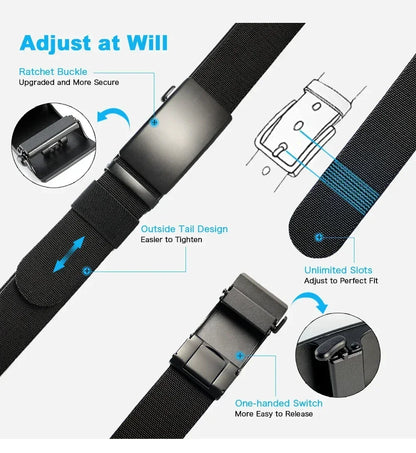 Men Belt Elastic Metal Automatic Buckle Army Outdoor Hunting Tactical Jeans Pants Belt Nylon Breathable Belts 150 Big Size Belts