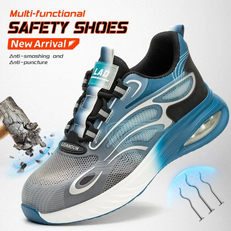 Light And Soft Cushioned Men's Safety Shoes, Anti Smash And Anti Puncture Comfortable And Breathable Work Shoes