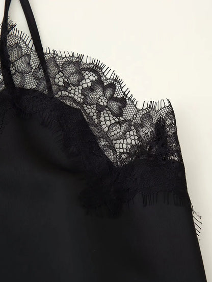 Lace Patchwork Short Camisole Stain Tops For Women Sexy Backless Tops Summer Sleeveless Women Straps Beach Top Female