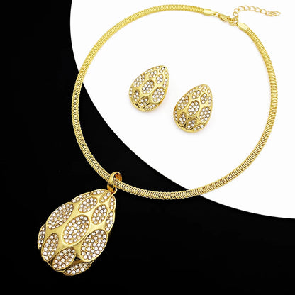New Necklace And Earrings Set Unique Dubai Fashion Jewelry Nigeria Bride Wedding Party Gift