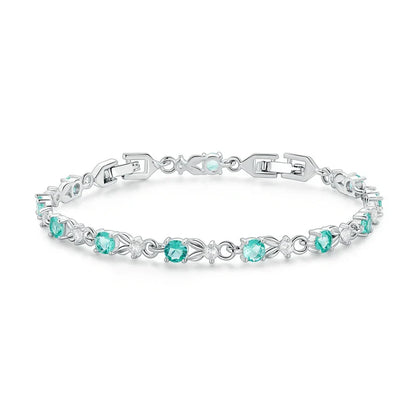 Authentic Luxury Multi-color Zircon Bracelet Rose Gold Color Chain Link Bracelet for Women Birthday Crystal Jewelry