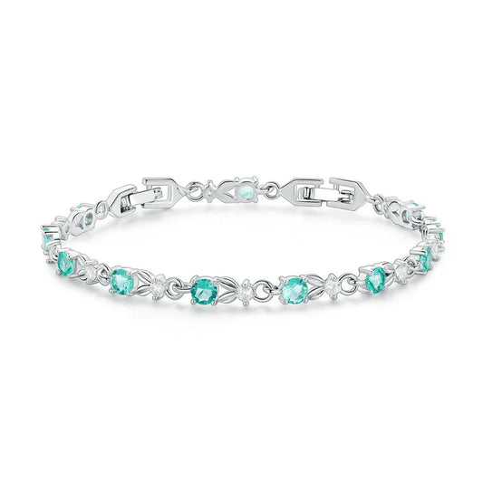 Authentic Luxury Multi-color Zircon Bracelet Rose Gold Color Chain Link Bracelet for Women Birthday Crystal Jewelry