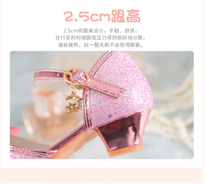 Children's Princess Shoes Summer New Girls' Performance High Heels Fashion Pearl Bow Baby Crystal Sandals