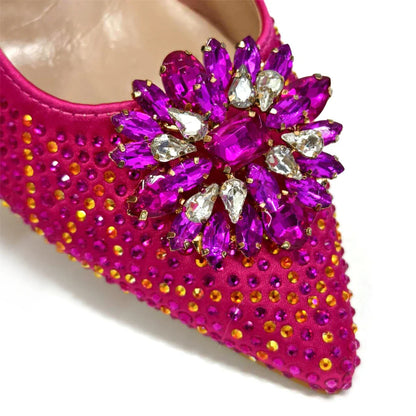 Pointed-Toe Rhinestone Pumps African Ladies Italian Shoe and Bag Set Designer