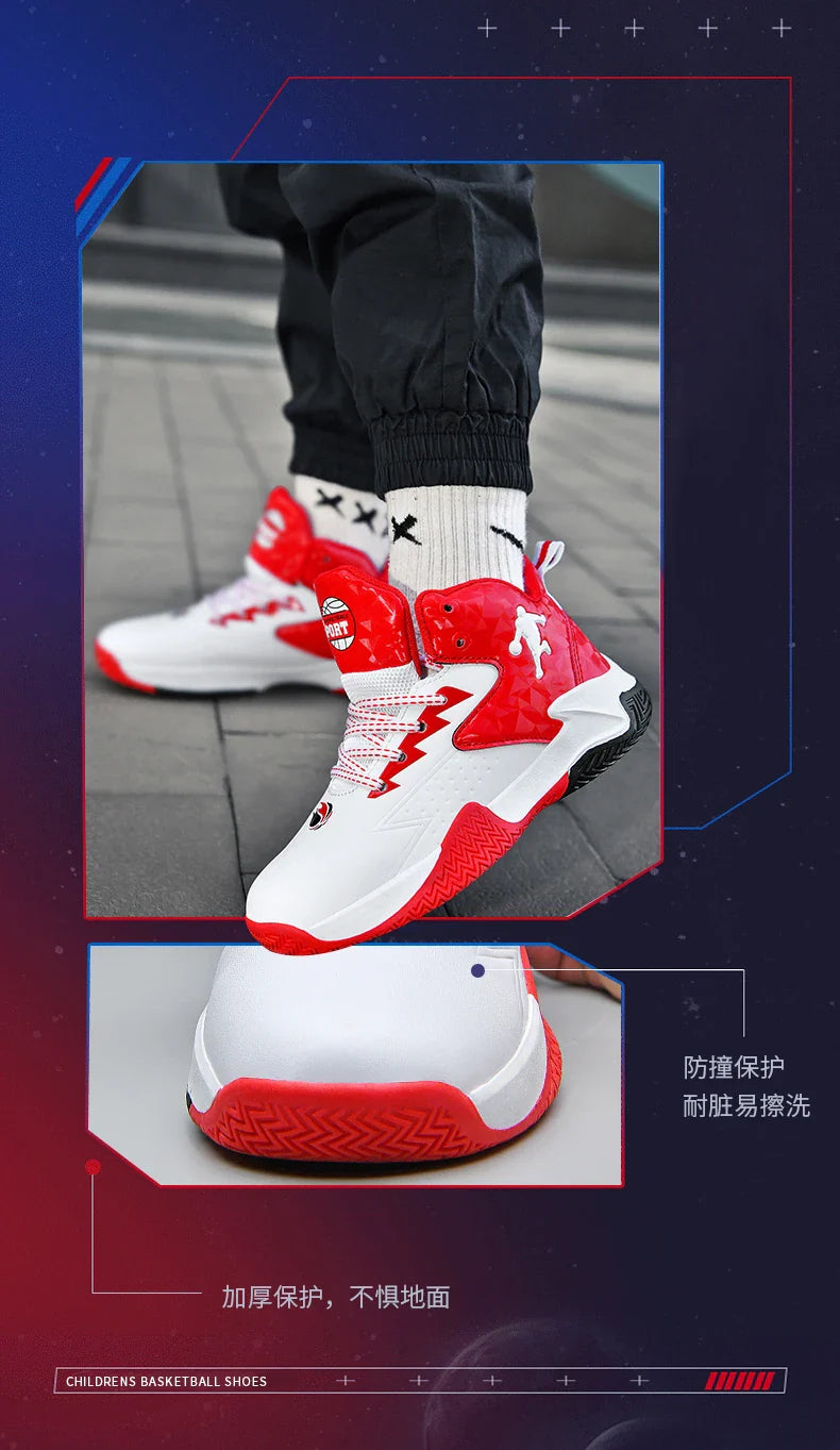 Children Basketball Shoes For Boys Girls Trainers High Top Sneakers Kids Training Shoes Outdoor Non-slip Children's Sports Shoes