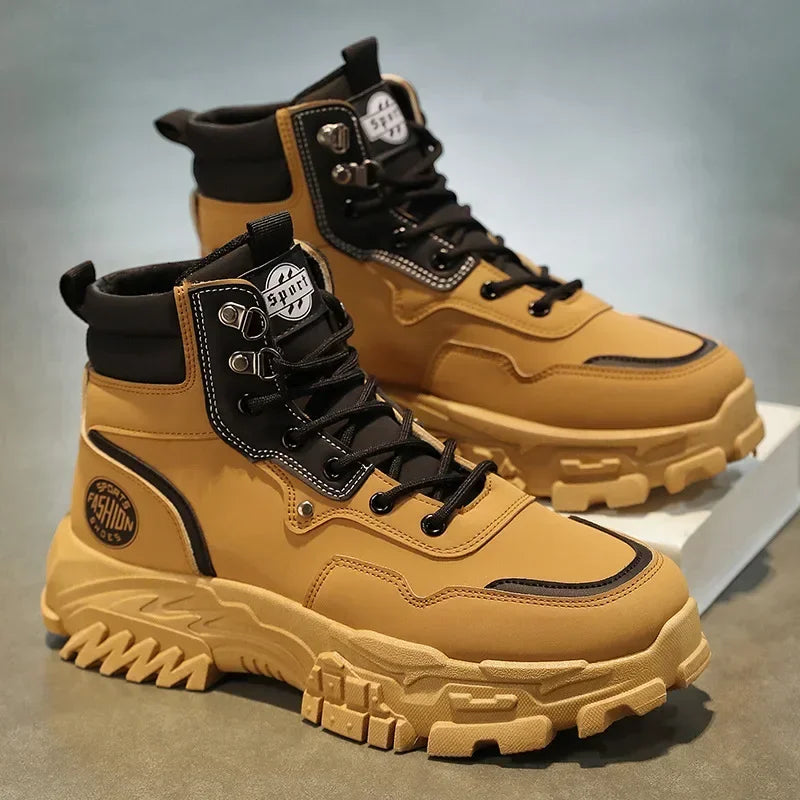 Men Boots Cotton Boot Platform Autumn British High Top Retro Thick Sole Lace Up Comfort Anti Slip Sport Mountaineering Boot
