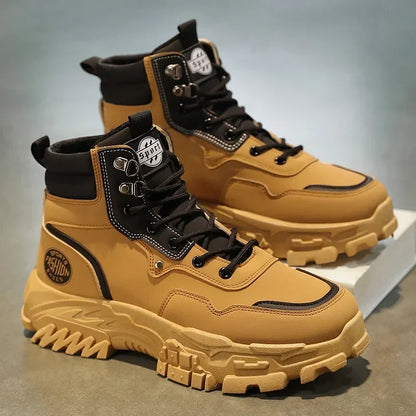 Men Boots Cotton Boot Platform Autumn British High Top Retro Thick Sole Lace Up Comfort Anti Slip Sport Mountaineering Boot