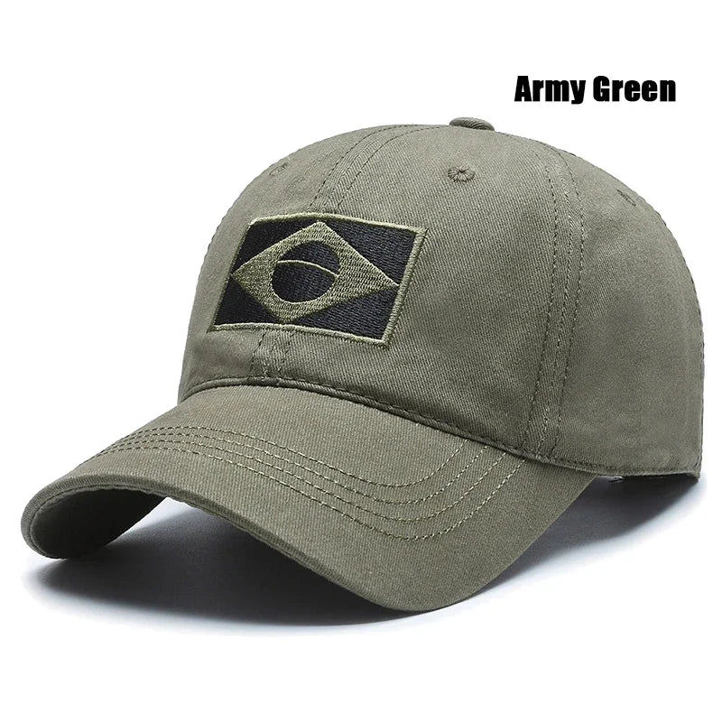 Spring and Autumn New Cotton Embroidered Brazilian Flag Baseball Cap Outdoor Cotton Men and Women Camouflage Sun Hat