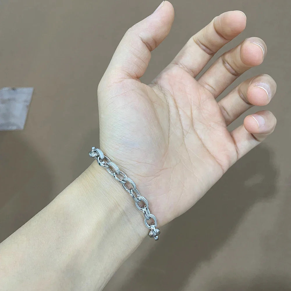 1.2mm Moissanite Tennis Bracelet with  925 Sterling Silver Cuban Link Chain Birthday Party Gifts Jewelry for Women Men