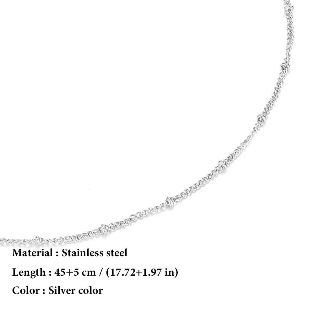 Stainless Steel Chain Necklace for Women Gold Color Thin Choker Bead Chain Necklace Jewelry Wholesale Dropshipping